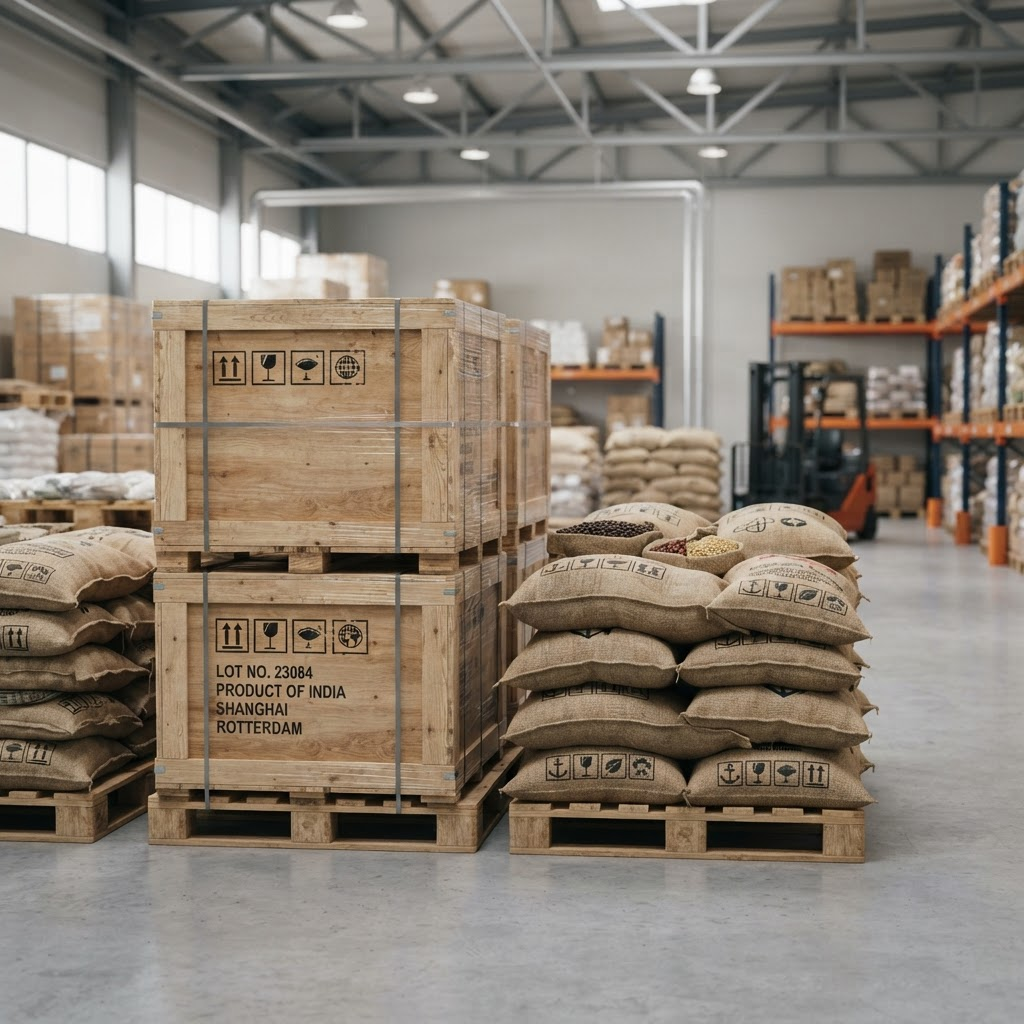Caisses de produits prêts à l’export